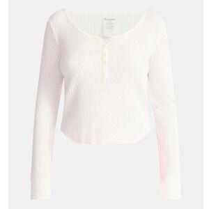 NB Scoop Neck Y2K Vibe Ribbed Shirttail Henley Top XXL White Cream Shirt 2XL NWT